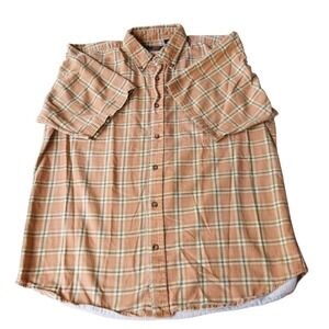 Route‎ 66 Orange Shirt Mens Large L Plaid Button Up Short Sleeve Vintage Y2K